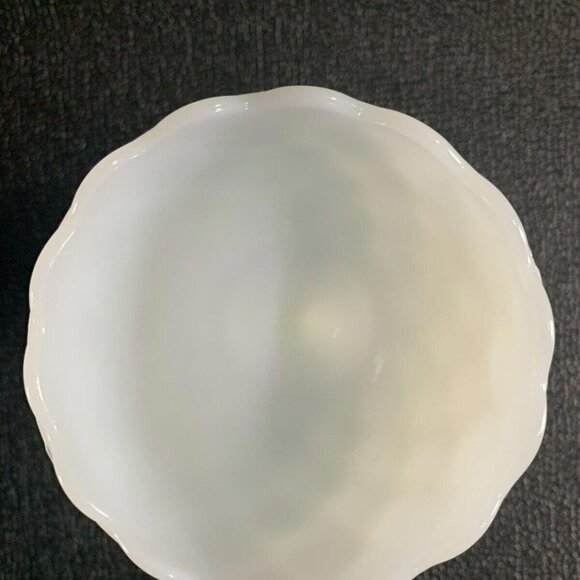 Vintage White Milk Glass Goblet Compote Pedestal Quilted Large 6.5" Tall - Picture 8 of 12